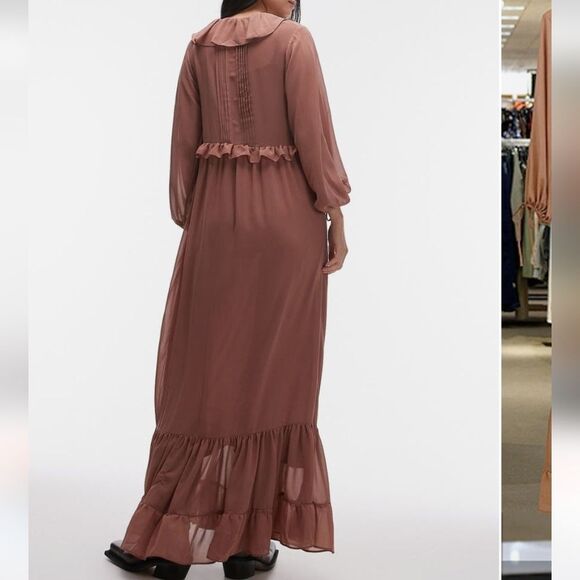 TOPSHOP Raffle Long Sleeve Chiffon Maxi Dresz, - Picture 3 of 6